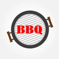 BBQ and Grill label or emblem. Oven icon. Vector illustration